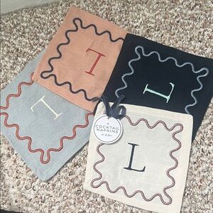 Anthro Monogrammed Cocktail Napkins Set
